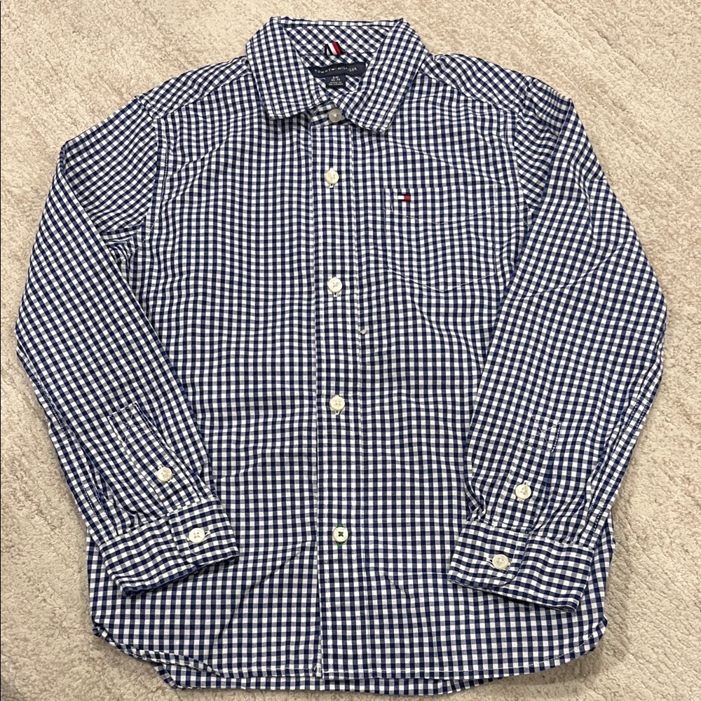 Tommy Hilfiger Boy’s Navy and White Gingham Shirt